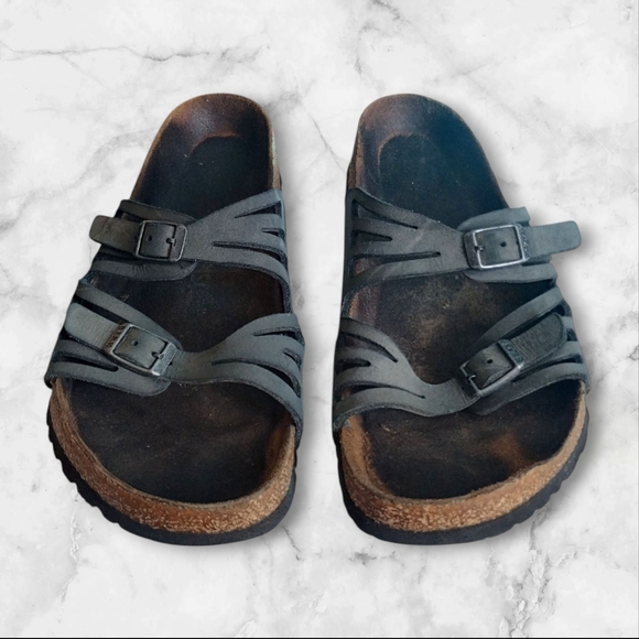 Black Double Strap Sandals - Picture 1 of 12